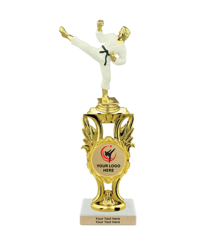 Taekwondo High Kick Taekwondo Trophy with WHITE MARBLE BASE