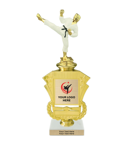 Taekwondo High Kick Taekwondo Trophy with WHITE MARBLE BASE