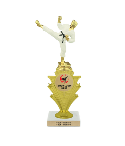 Taekwondo High Kick Taekwondo Trophy with WHITE MARBLE BASE