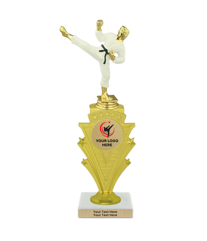 Taekwondo High Kick Taekwondo Trophy with WHITE MARBLE BASE