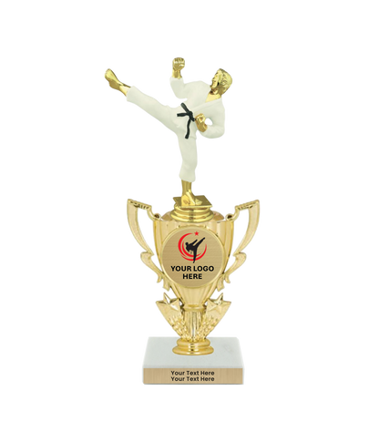 Taekwondo High Kick Taekwondo Trophy with WHITE MARBLE BASE
