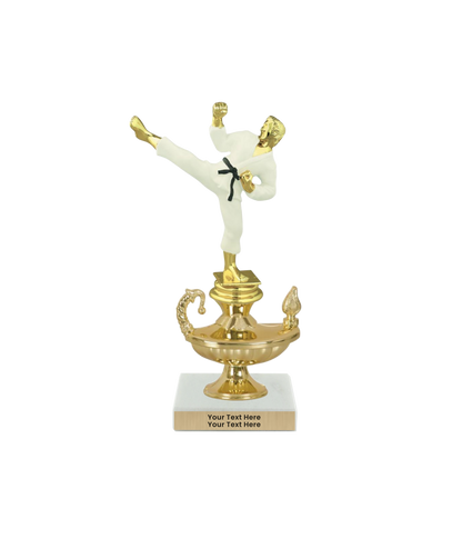 Taekwondo High Kick Taekwondo Trophy with WHITE MARBLE BASE