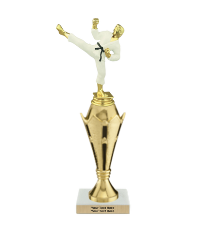 Taekwondo High Kick Taekwondo Trophy with WHITE MARBLE BASE
