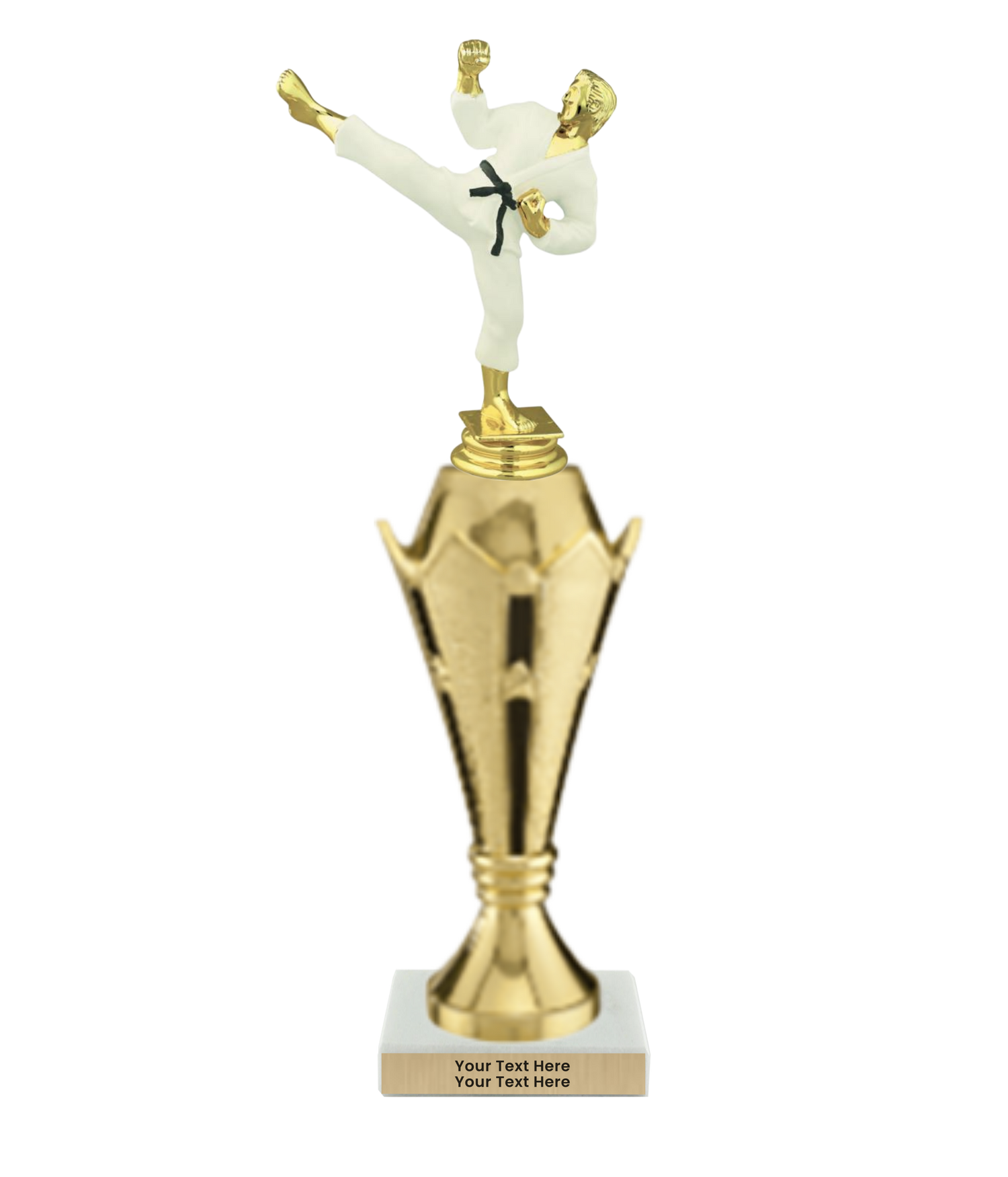 Taekwondo High Kick Taekwondo Trophy with WHITE MARBLE BASE