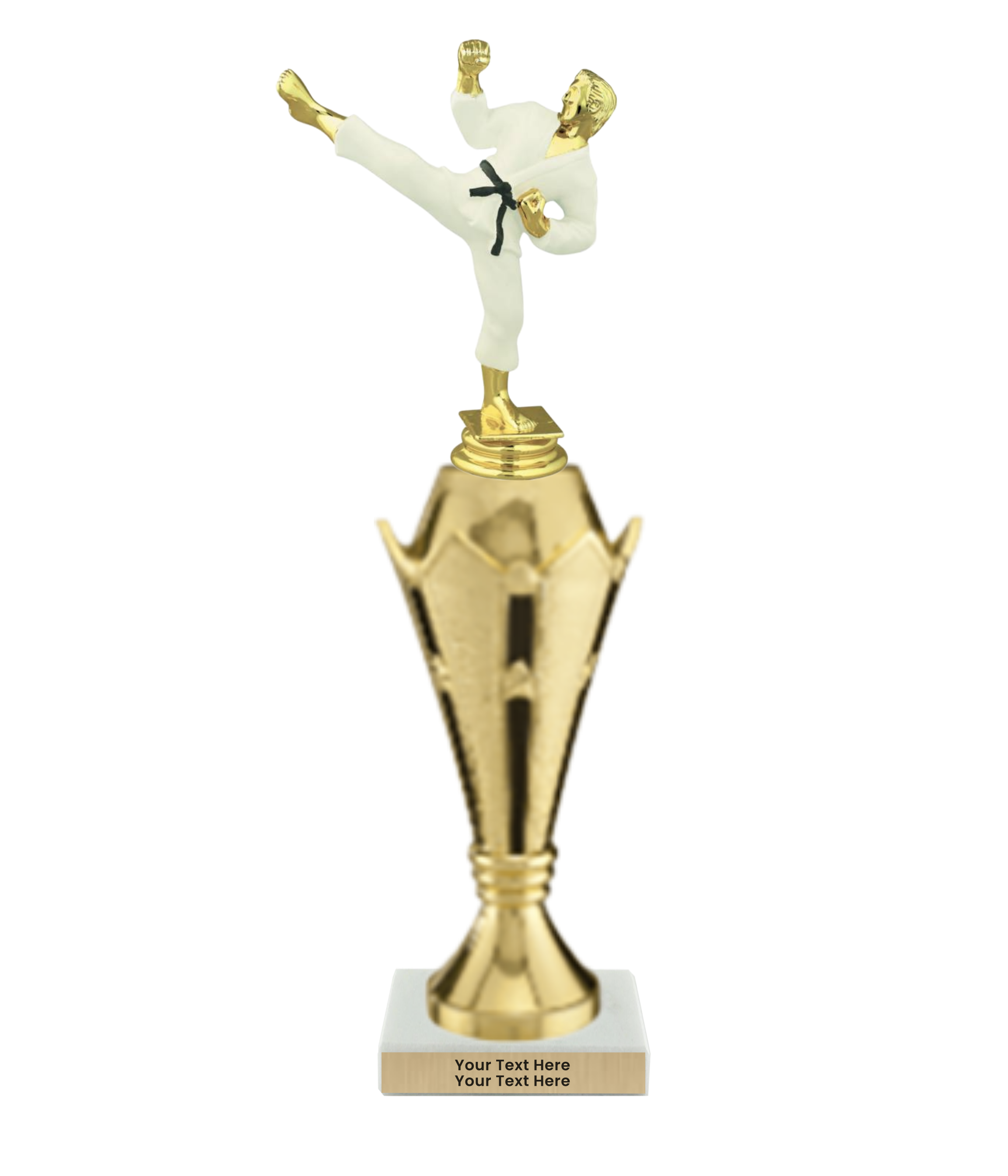 Taekwondo High Kick Taekwondo Trophy with WHITE MARBLE BASE