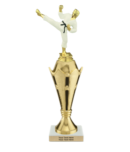 Taekwondo High Kick Taekwondo Trophy with WHITE MARBLE BASE
