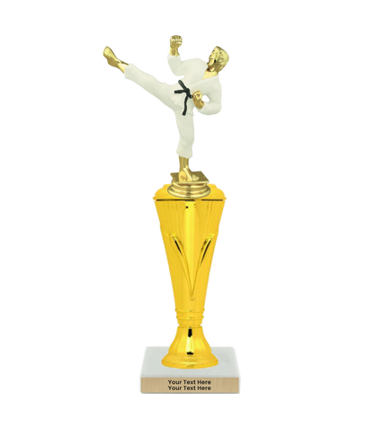 Taekwondo High Kick Taekwondo Trophy with WHITE MARBLE BASE