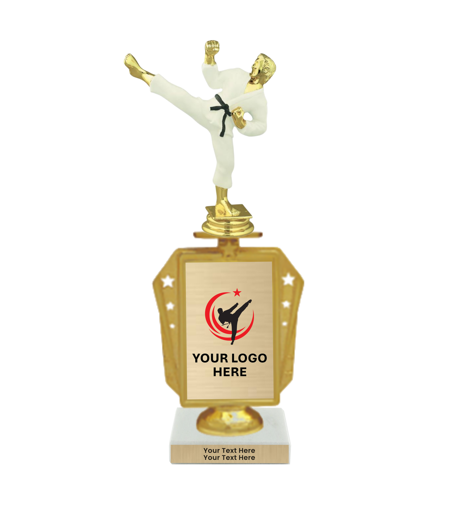Taekwondo High Kick Taekwondo Trophy with WHITE MARBLE BASE