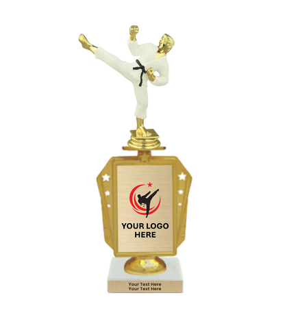 Taekwondo High Kick Taekwondo Trophy with WHITE MARBLE BASE