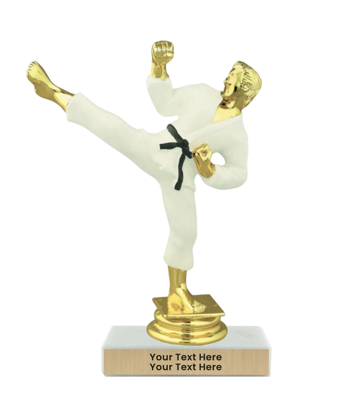 Taekwondo High Kick Taekwondo Trophy with WHITE MARBLE BASE