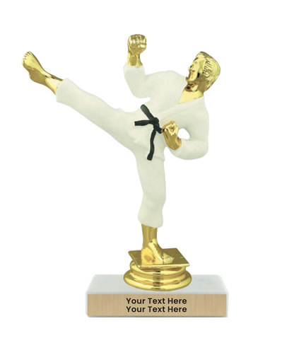 Taekwondo High Kick Taekwondo Trophy with WHITE MARBLE BASE
