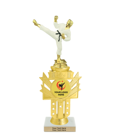 Taekwondo High Kick Taekwondo Trophy with WHITE MARBLE BASE