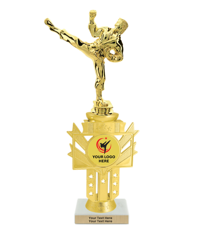 Taekwondo High Kick Taekwondo Trophy with WHITE MARBLE BASE