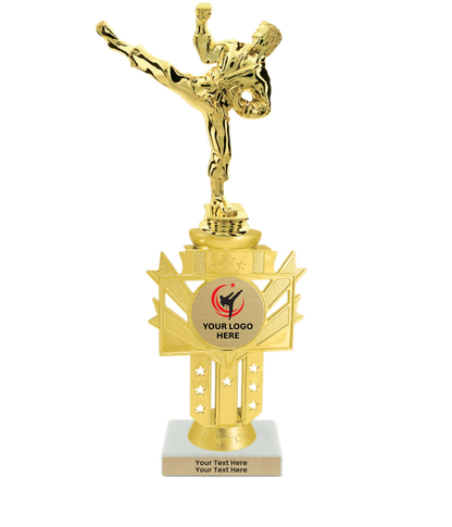 Taekwondo High Kick Taekwondo Trophy with WHITE MARBLE BASE