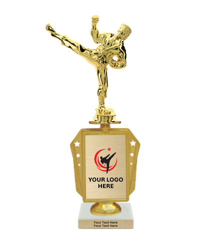 Taekwondo High Kick Taekwondo Trophy with WHITE MARBLE BASE