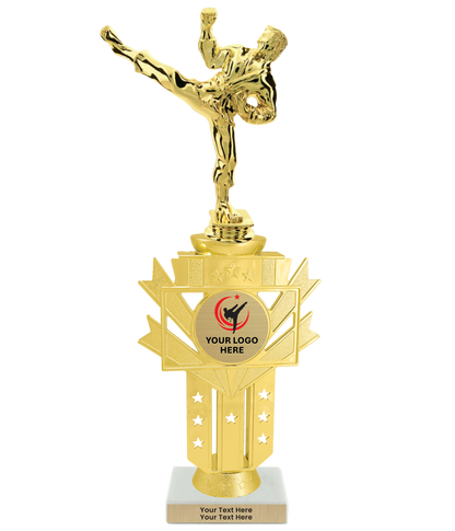 Taekwondo High Kick Taekwondo Trophy with WHITE MARBLE BASE