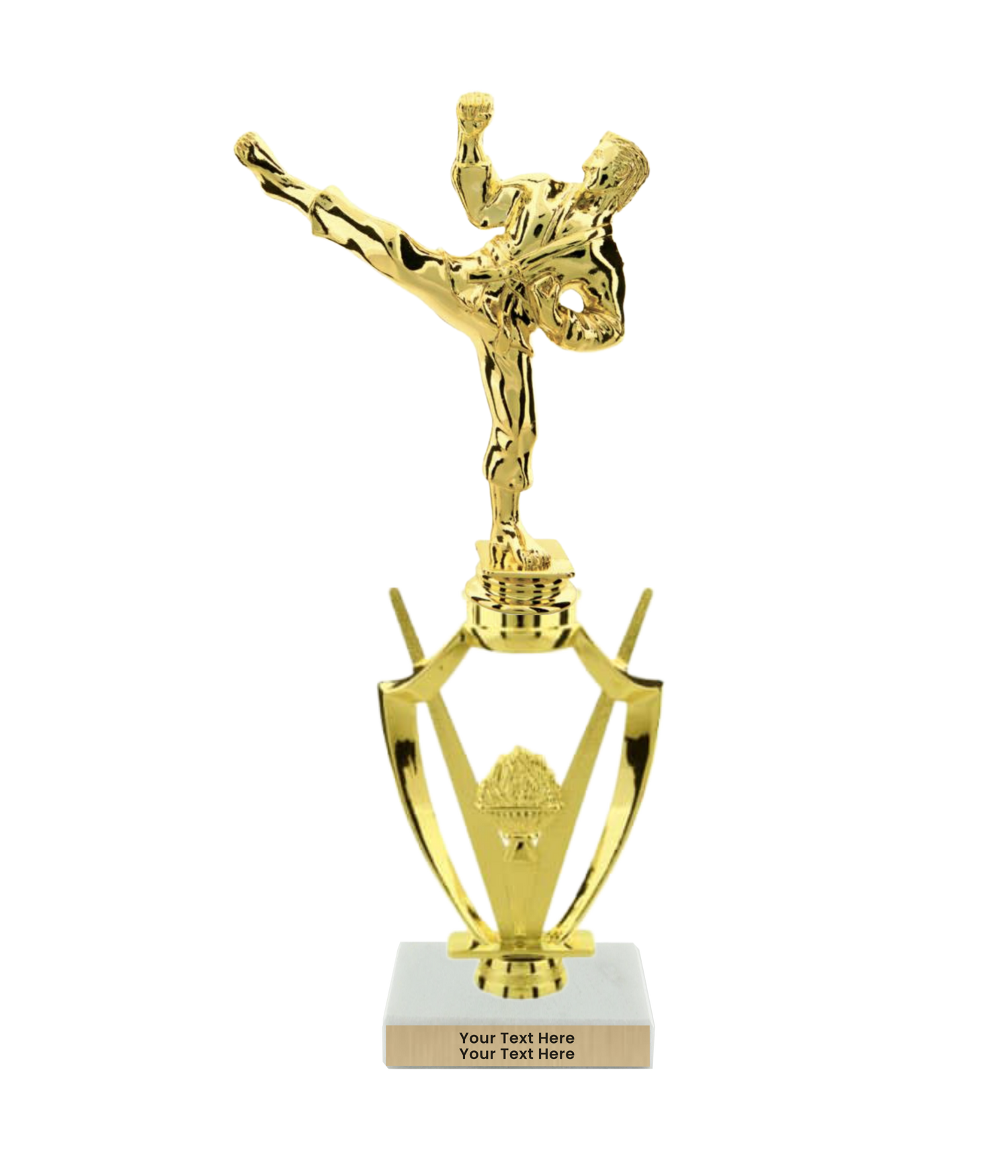 Taekwondo High Kick Taekwondo Trophy with WHITE MARBLE BASE