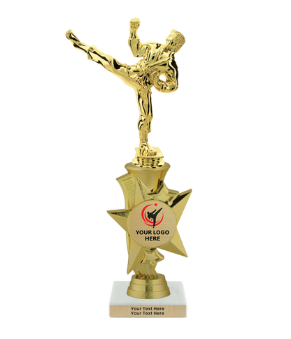 Taekwondo High Kick Taekwondo Trophy with WHITE MARBLE BASE