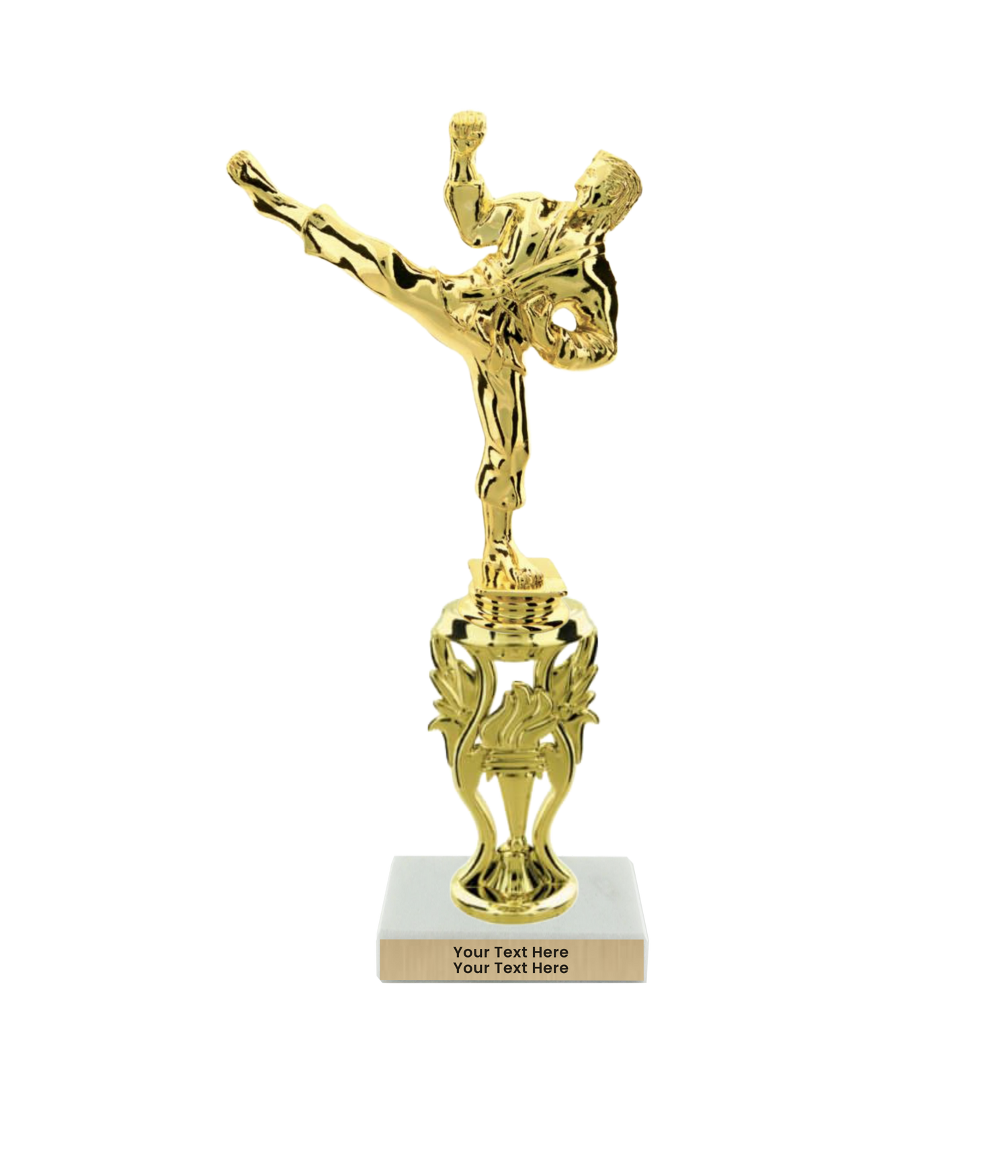 Taekwondo High Kick Taekwondo Trophy with WHITE MARBLE BASE