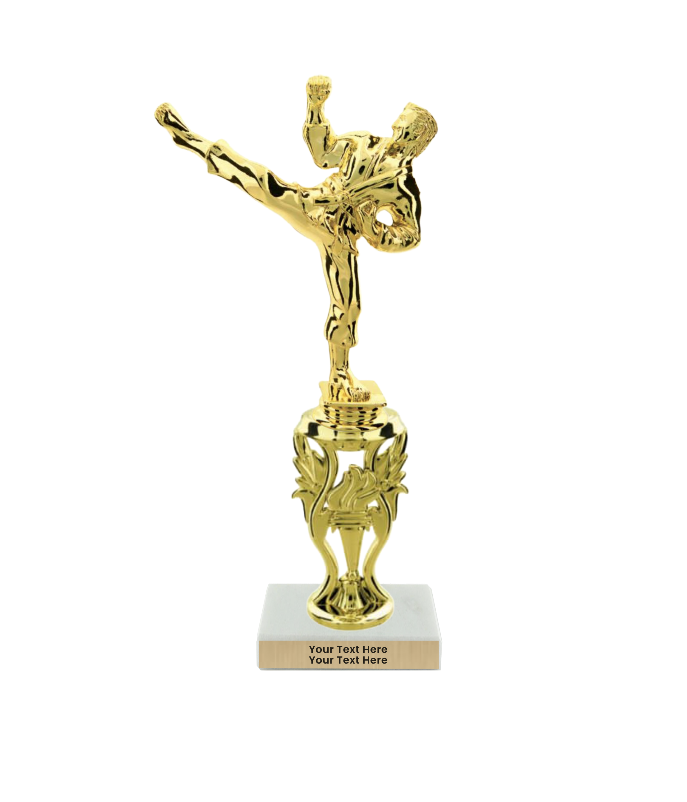 Taekwondo High Kick Taekwondo Trophy with WHITE MARBLE BASE
