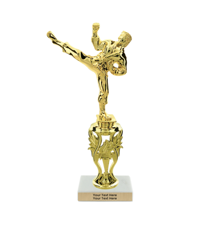 Taekwondo High Kick Taekwondo Trophy with WHITE MARBLE BASE