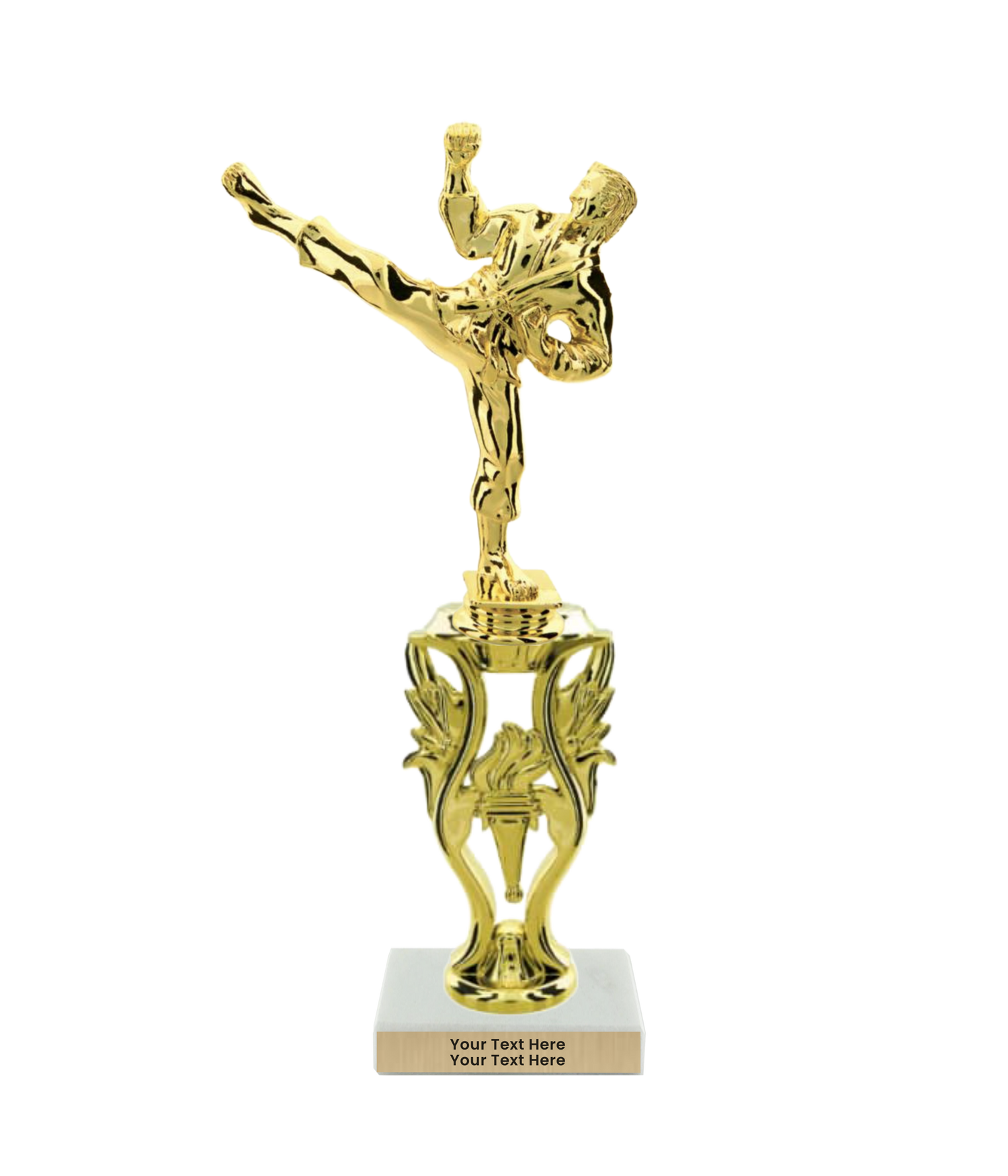 Taekwondo High Kick Taekwondo Trophy with WHITE MARBLE BASE