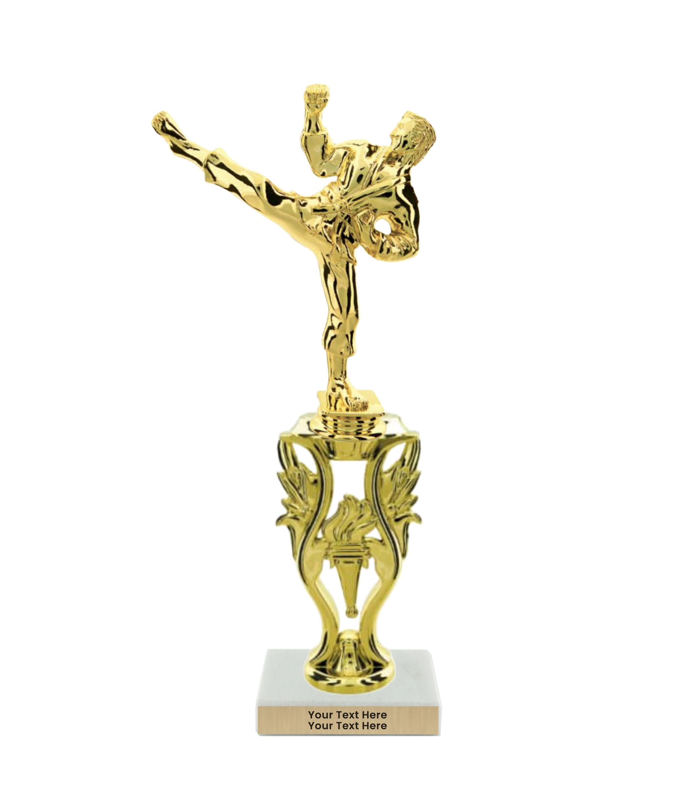 Taekwondo High Kick Taekwondo Trophy with WHITE MARBLE BASE