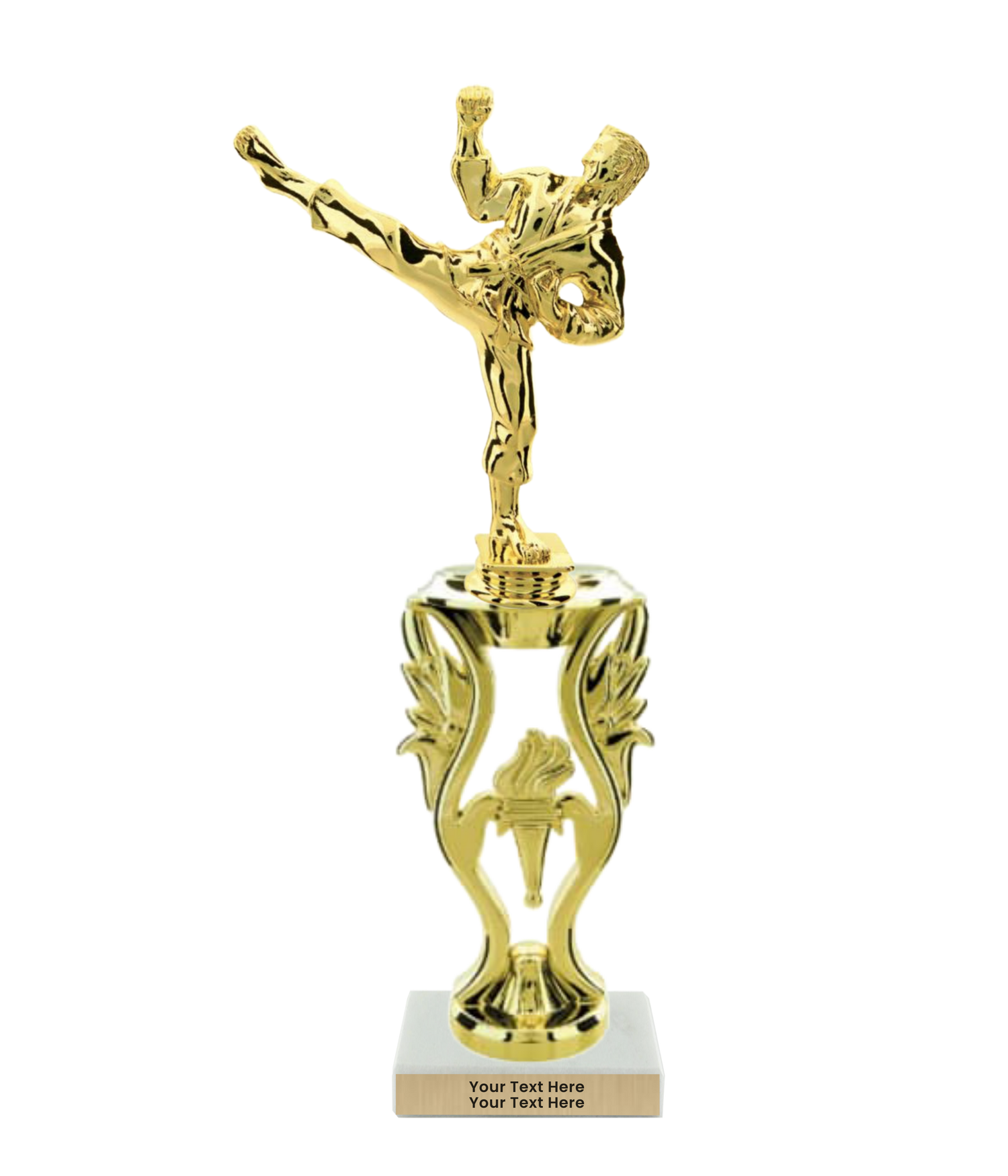 Taekwondo High Kick Taekwondo Trophy with WHITE MARBLE BASE