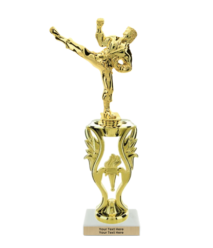 Taekwondo High Kick Taekwondo Trophy with WHITE MARBLE BASE