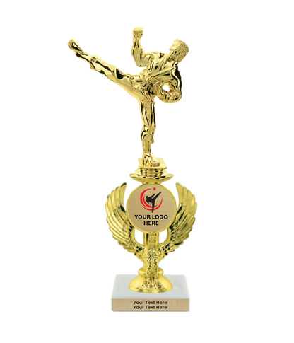 Taekwondo High Kick Taekwondo Trophy with WHITE MARBLE BASE
