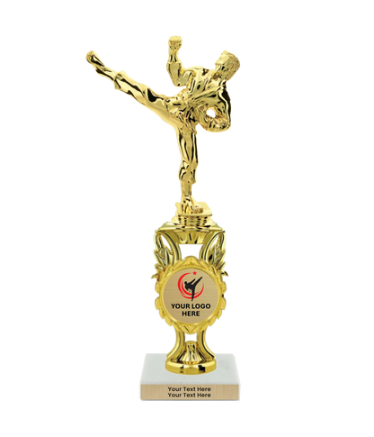 Taekwondo High Kick Taekwondo Trophy with WHITE MARBLE BASE