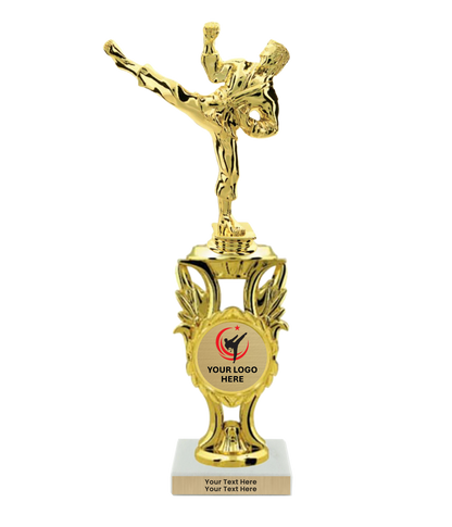 Taekwondo High Kick Taekwondo Trophy with WHITE MARBLE BASE