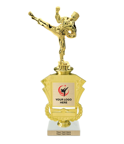 Taekwondo High Kick Taekwondo Trophy with WHITE MARBLE BASE