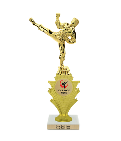 Taekwondo High Kick Taekwondo Trophy with WHITE MARBLE BASE