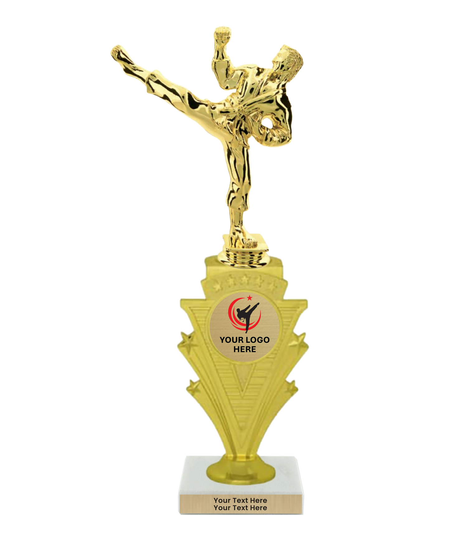 Taekwondo High Kick Taekwondo Trophy with WHITE MARBLE BASE