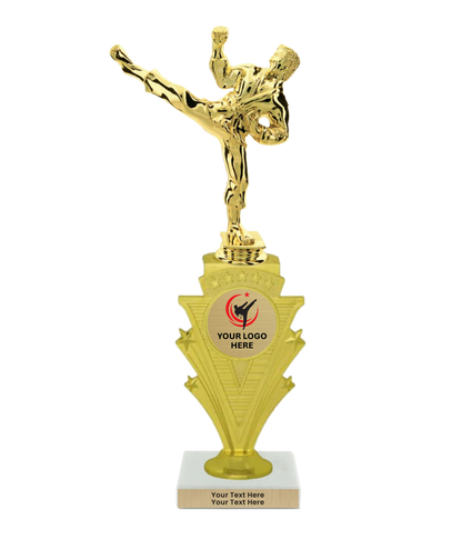 Taekwondo High Kick Taekwondo Trophy with WHITE MARBLE BASE