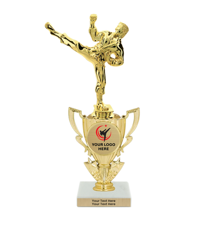Taekwondo High Kick Taekwondo Trophy with WHITE MARBLE BASE