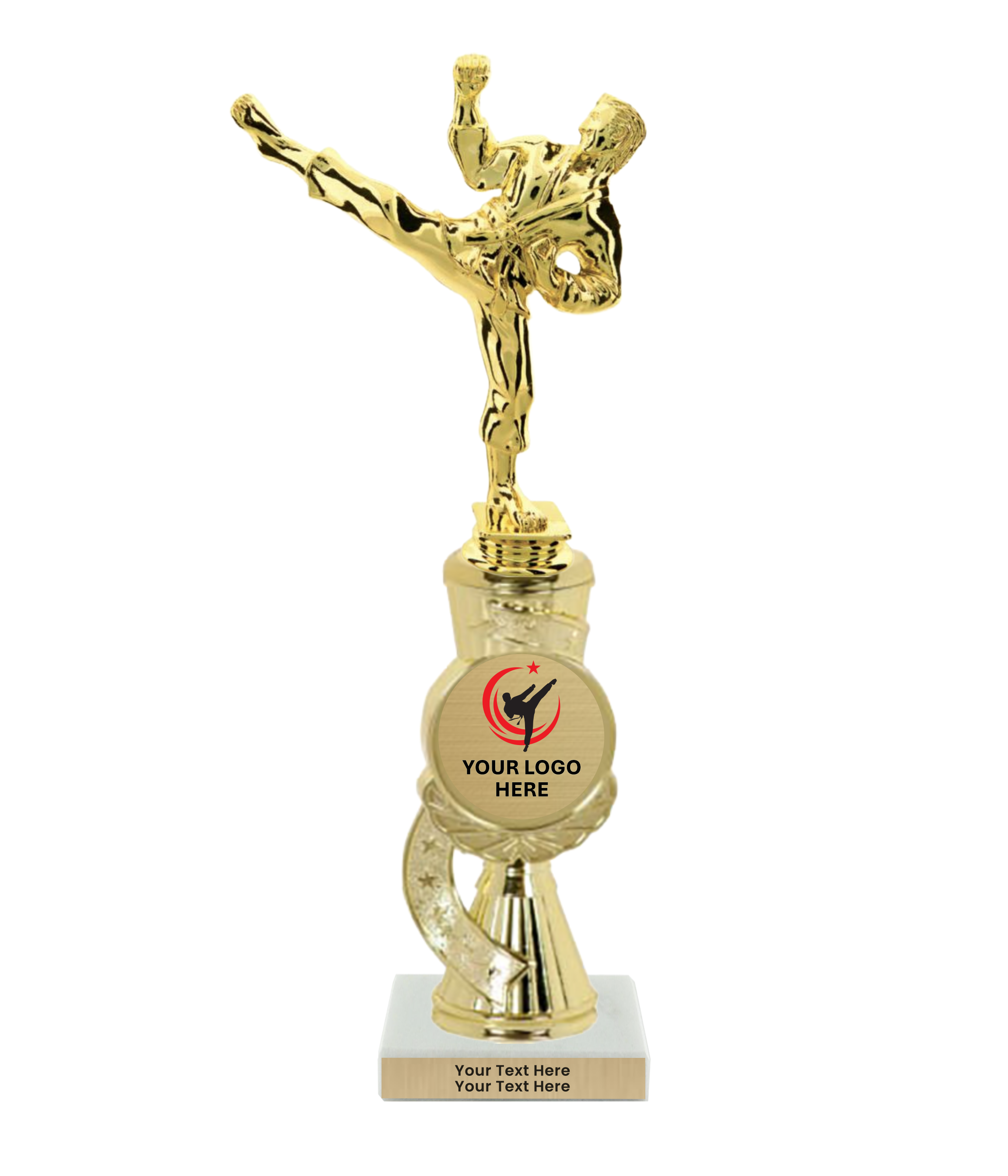 Taekwondo High Kick Taekwondo Trophy with WHITE MARBLE BASE