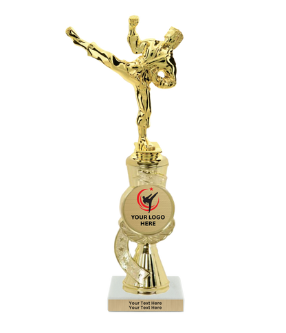Taekwondo High Kick Taekwondo Trophy with WHITE MARBLE BASE