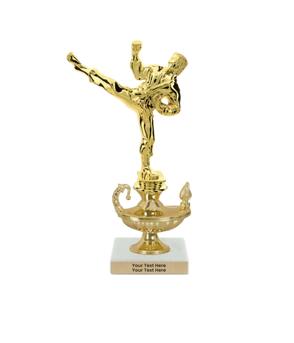 Taekwondo High Kick Taekwondo Trophy with WHITE MARBLE BASE