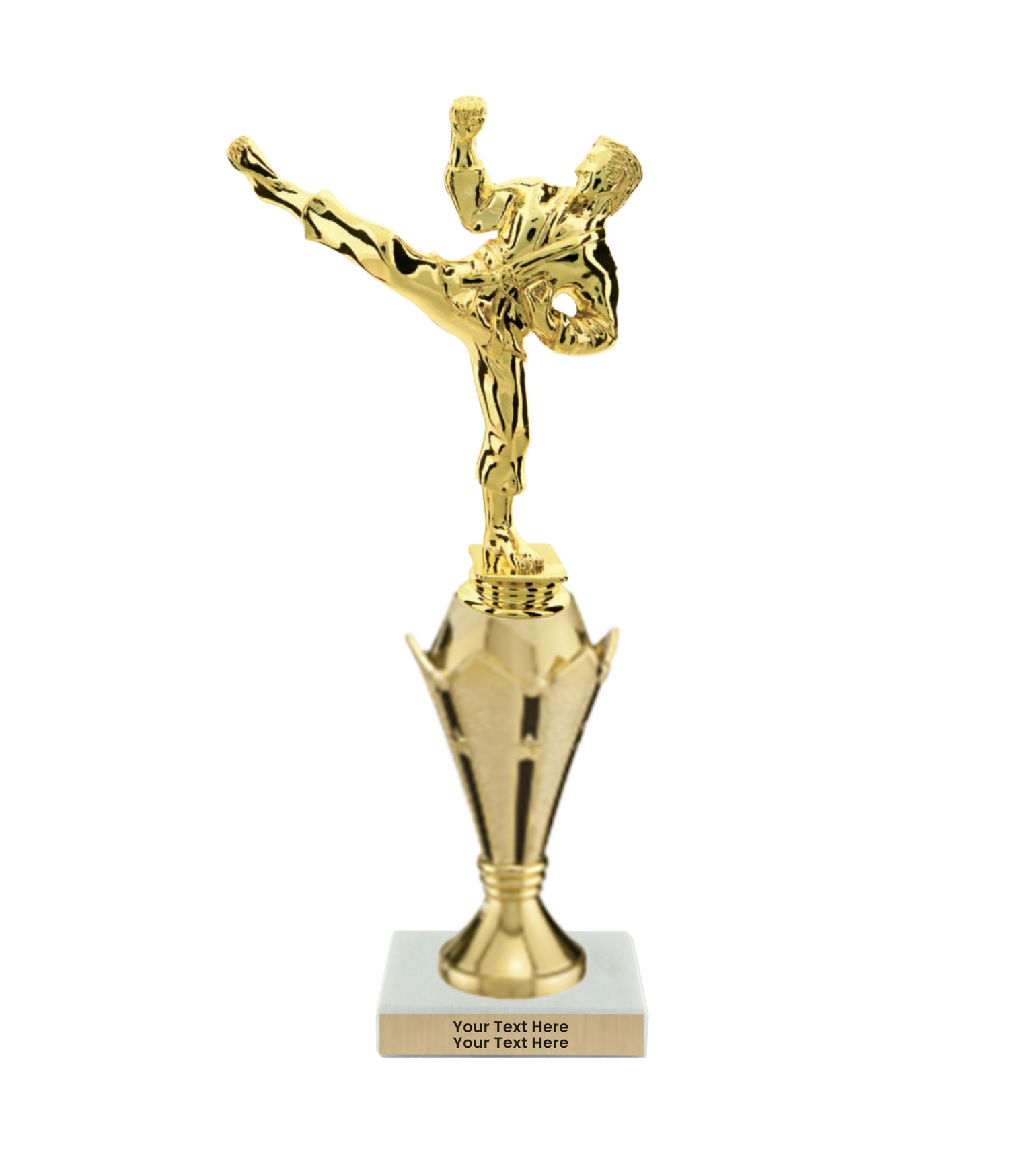 Taekwondo High Kick Taekwondo Trophy with WHITE MARBLE BASE