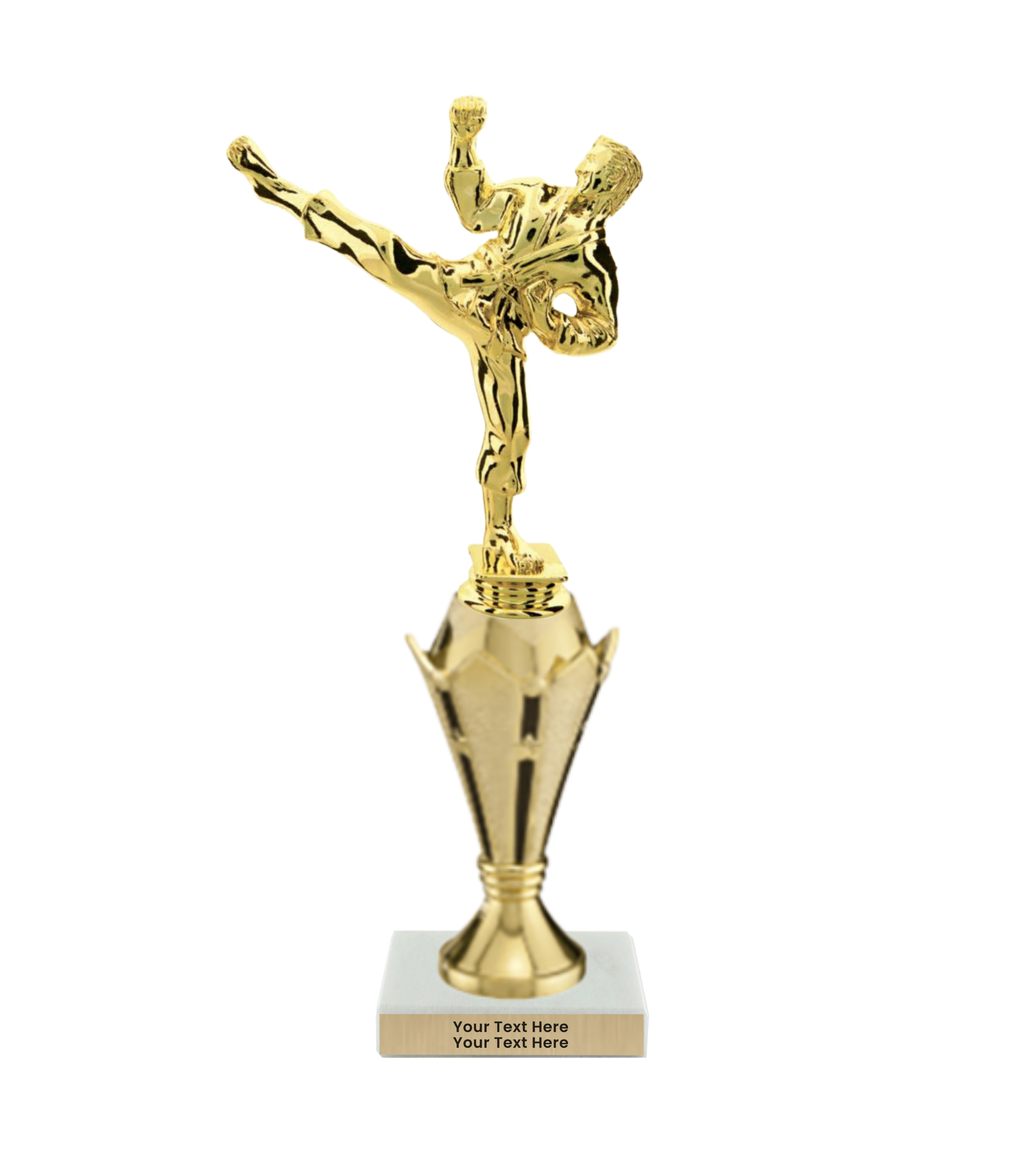 Taekwondo High Kick Taekwondo Trophy with WHITE MARBLE BASE