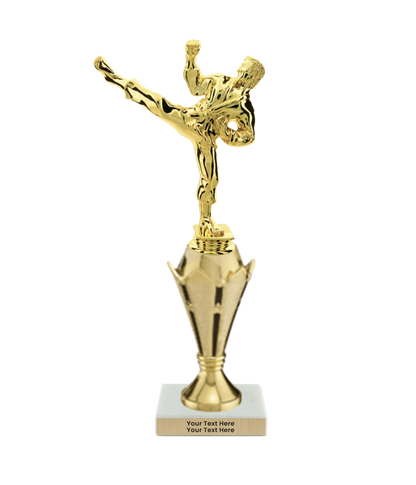 Taekwondo High Kick Taekwondo Trophy with WHITE MARBLE BASE