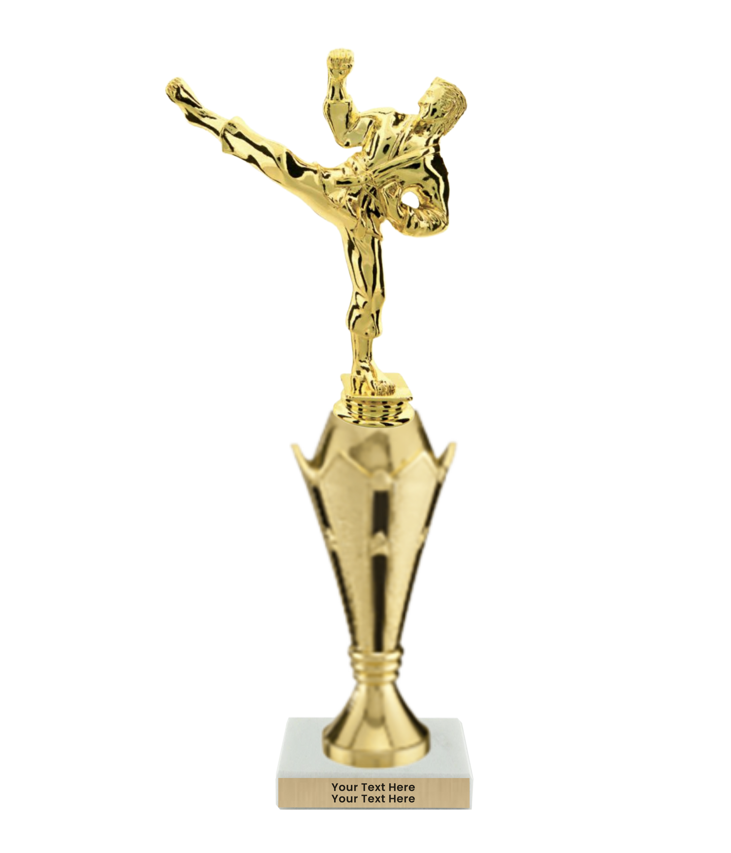 Taekwondo High Kick Taekwondo Trophy with WHITE MARBLE BASE