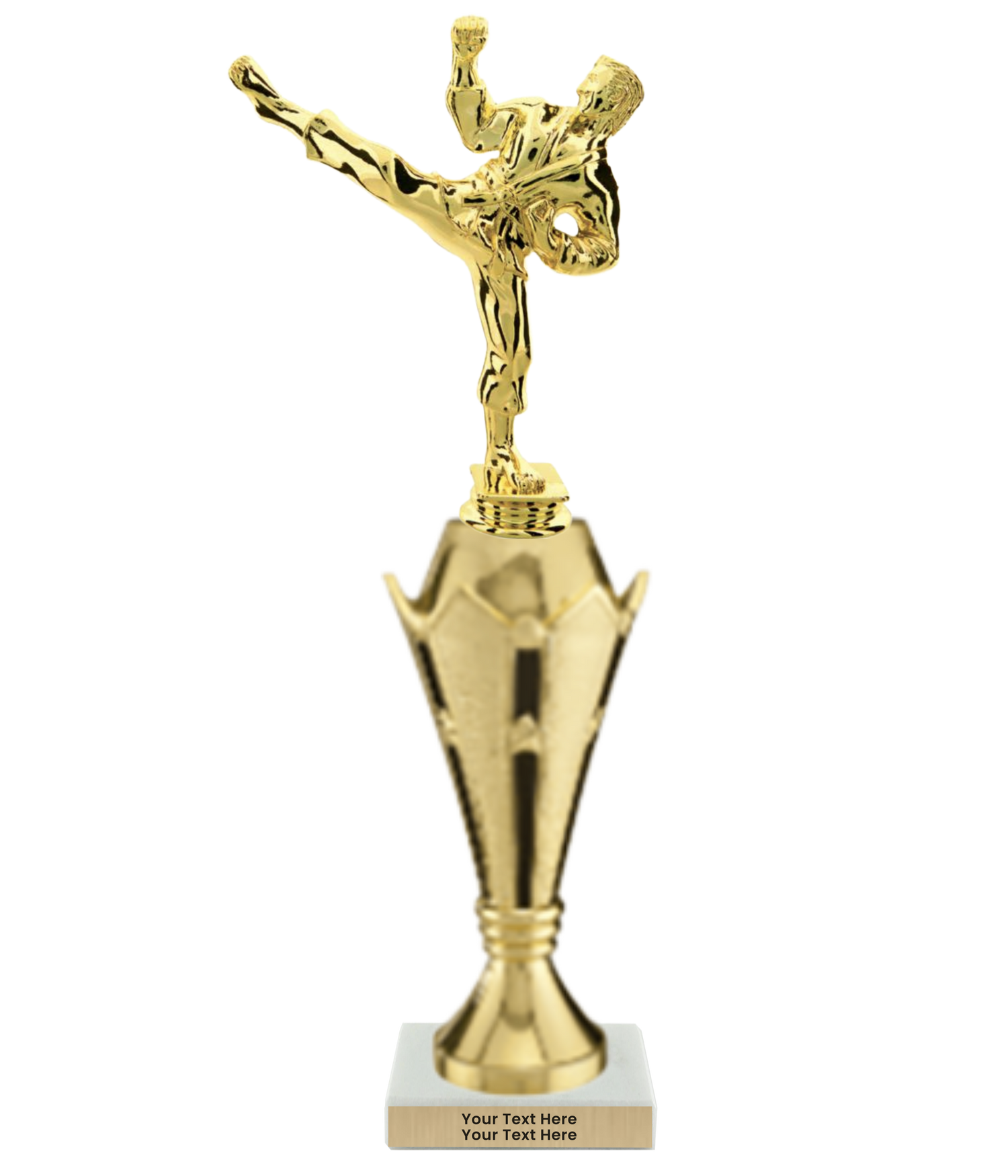 Taekwondo High Kick Taekwondo Trophy with WHITE MARBLE BASE