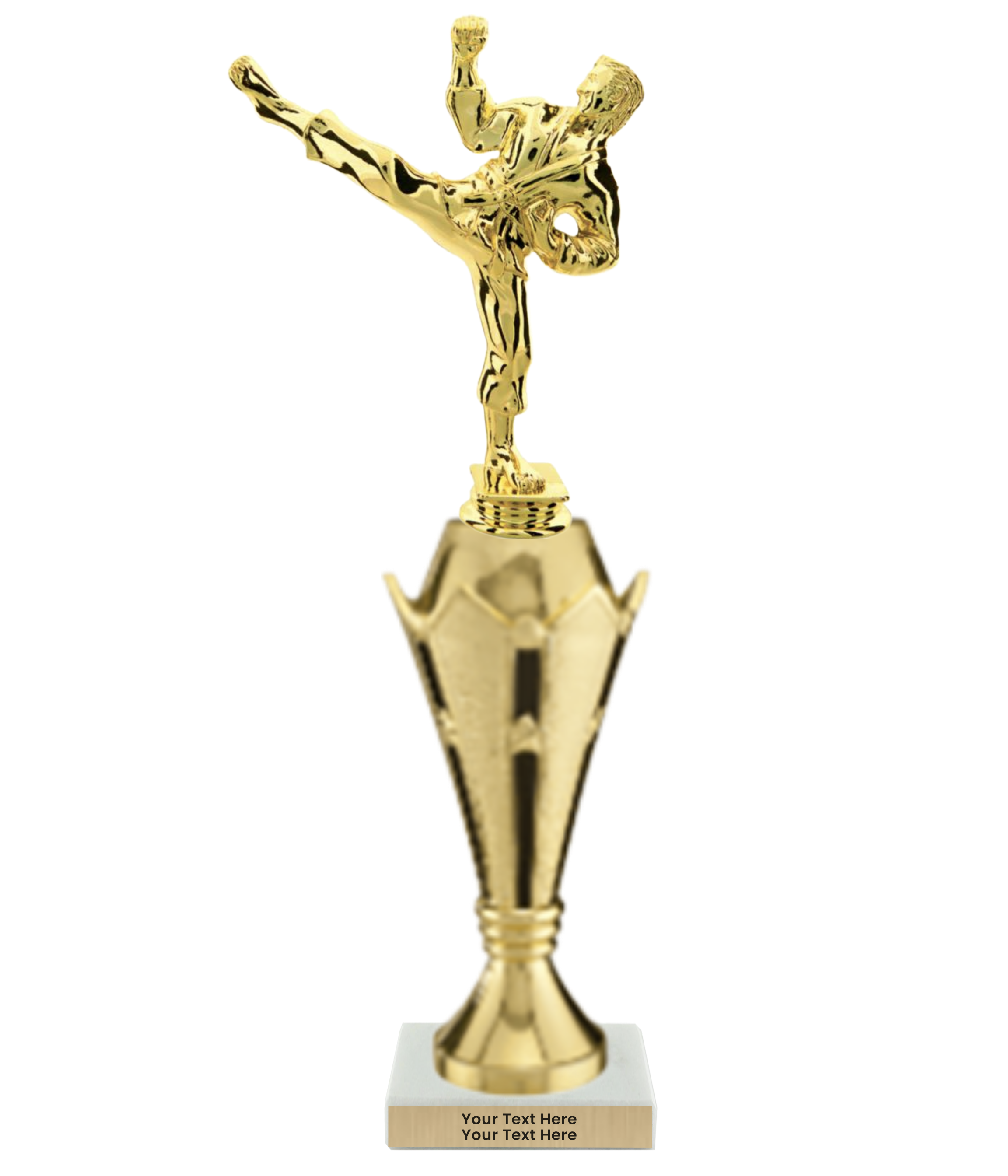 Taekwondo High Kick Taekwondo Trophy with WHITE MARBLE BASE
