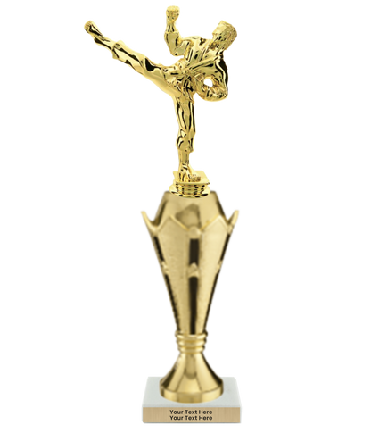Taekwondo High Kick Taekwondo Trophy with WHITE MARBLE BASE