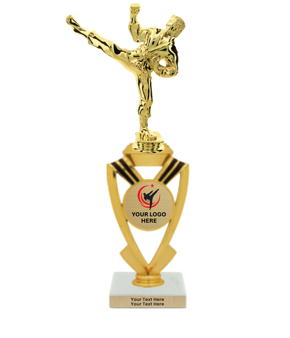 Taekwondo High Kick Taekwondo Trophy with WHITE MARBLE BASE