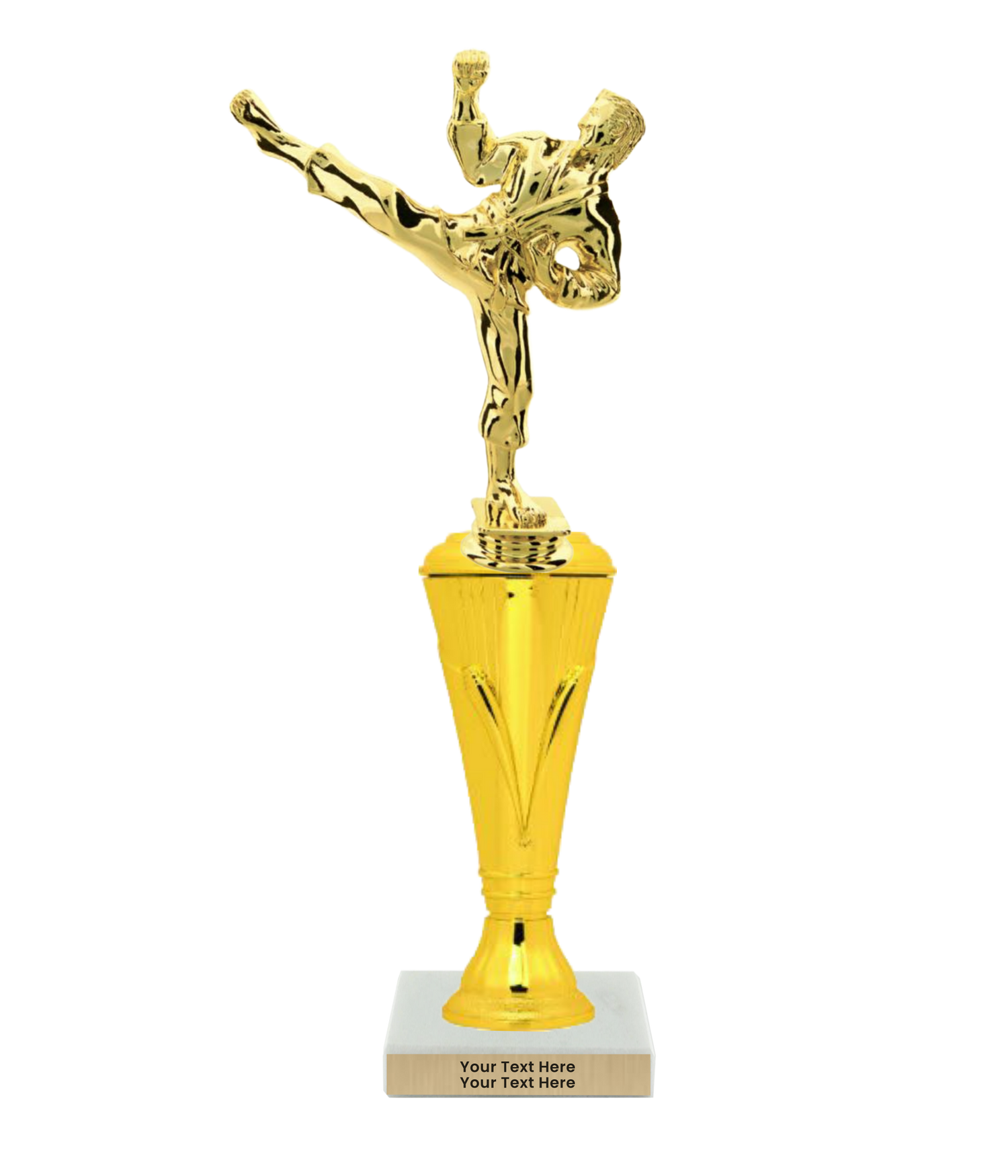 Taekwondo High Kick Taekwondo Trophy with WHITE MARBLE BASE