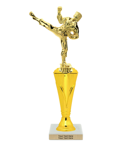 Taekwondo High Kick Taekwondo Trophy with WHITE MARBLE BASE